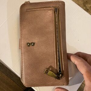 Elegant Brown Leather Key & Card Holder wallet with phone holder